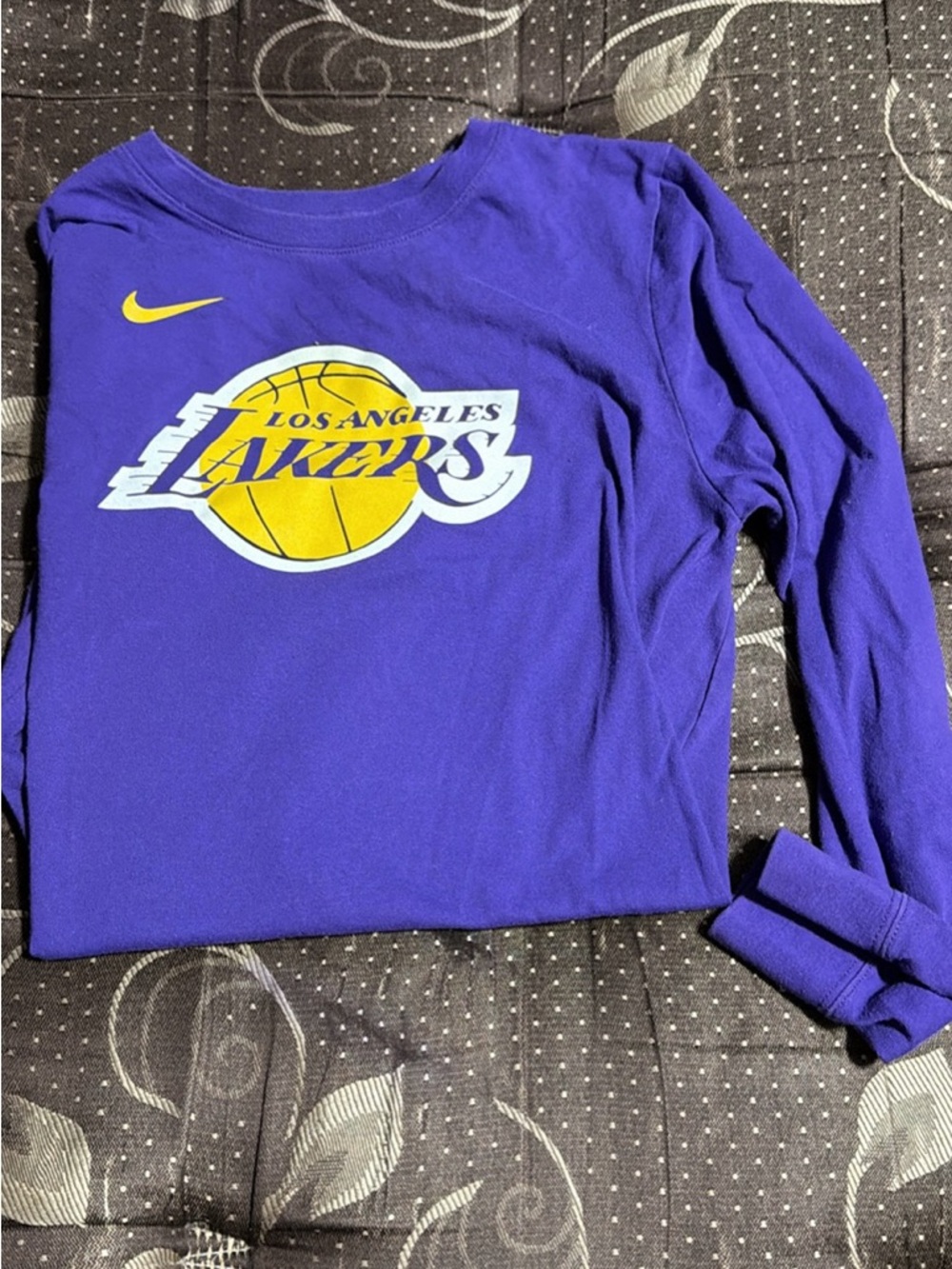 Nike Purple Los Angeles Lakers Long-Sleeve Tee with Yellow Logo